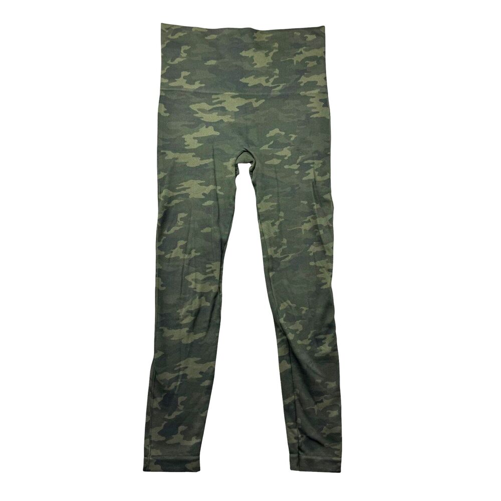 SPANX Leggings Women's Small Green Camo Stretch Look At Me Now Seamless Pants